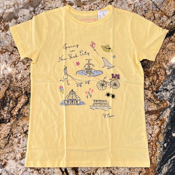 NWT J. Crew Girls' Yellow W/Spring in New York City Graphic Tee - Picture 2 of 10